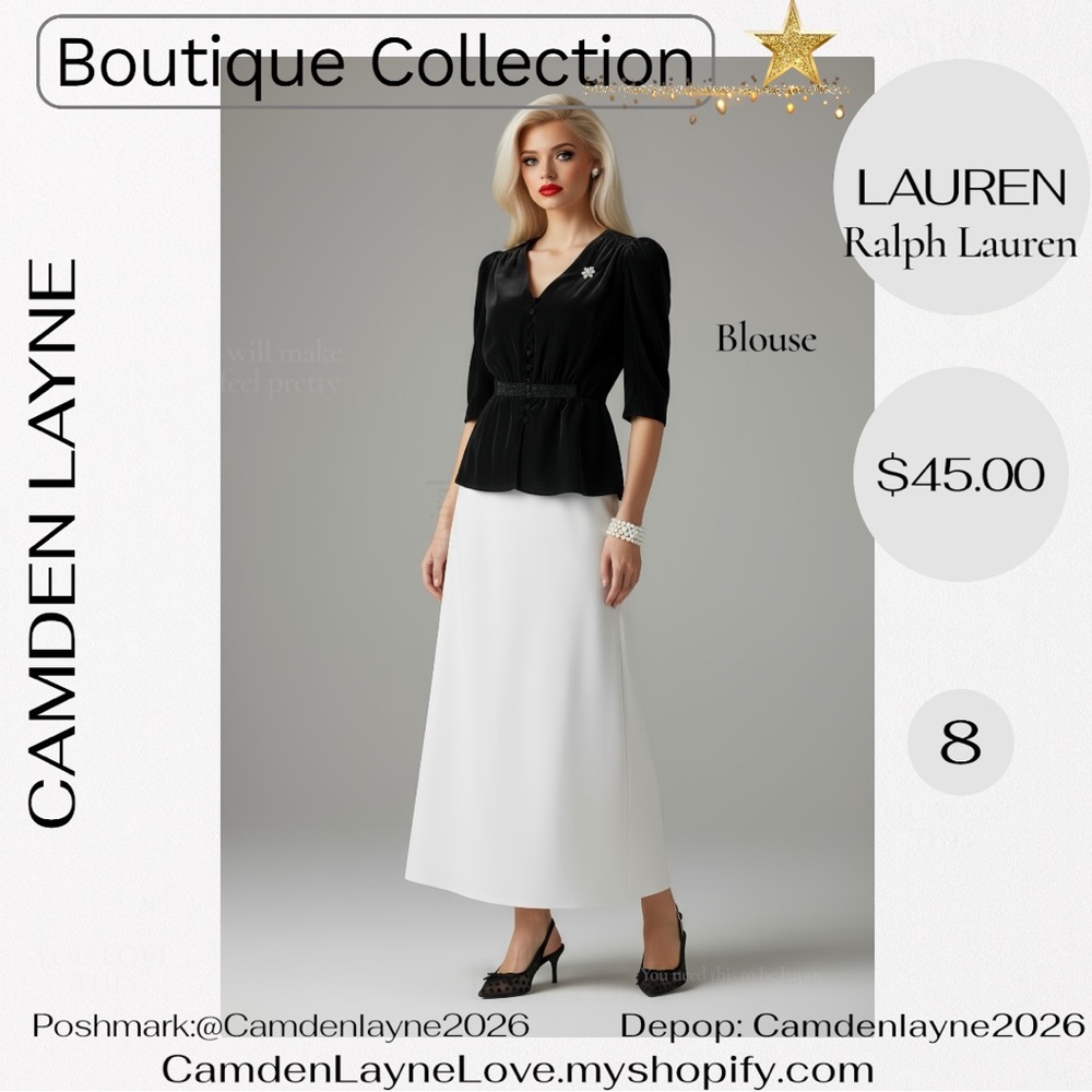 Ralph Lauren Women's Elegant Black Velvet Button Down Blouse - Picture 1 of 7
